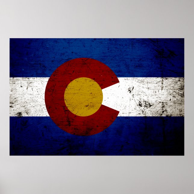 Black Grunge Colorado Statlig flagga Poster (Framsidan)