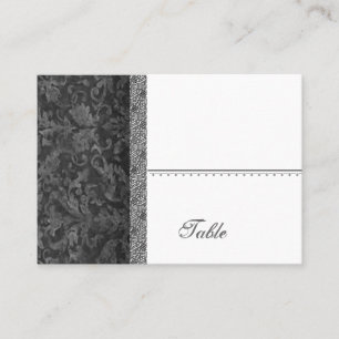 Black Grunge Damask Place Card - Bröllopsfest Placeringskort