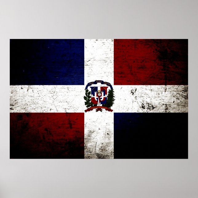 Black Grunge Dominikanska republiken Flagga Poster (Framsidan)