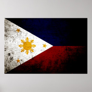 Black Grunge Filippinerna Flagga Poster