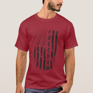 Black Grunge Freedom U.S. Flagga T-Shirt