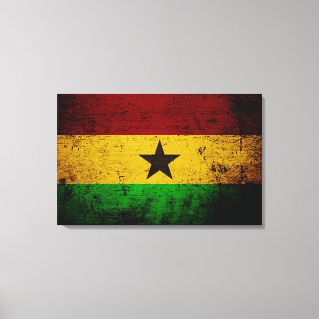 Black Grunge Ghana Flagga Canvastryck (Framsida)