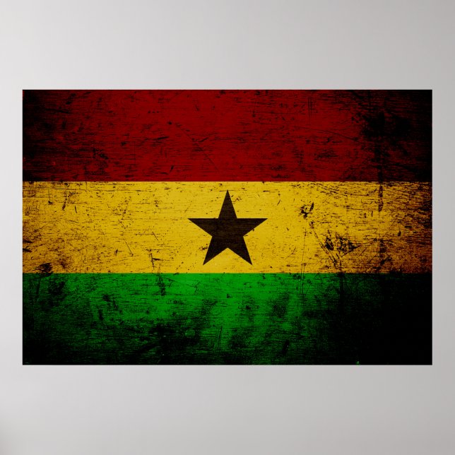 Black Grunge Ghana Flagga Poster (Framsidan)