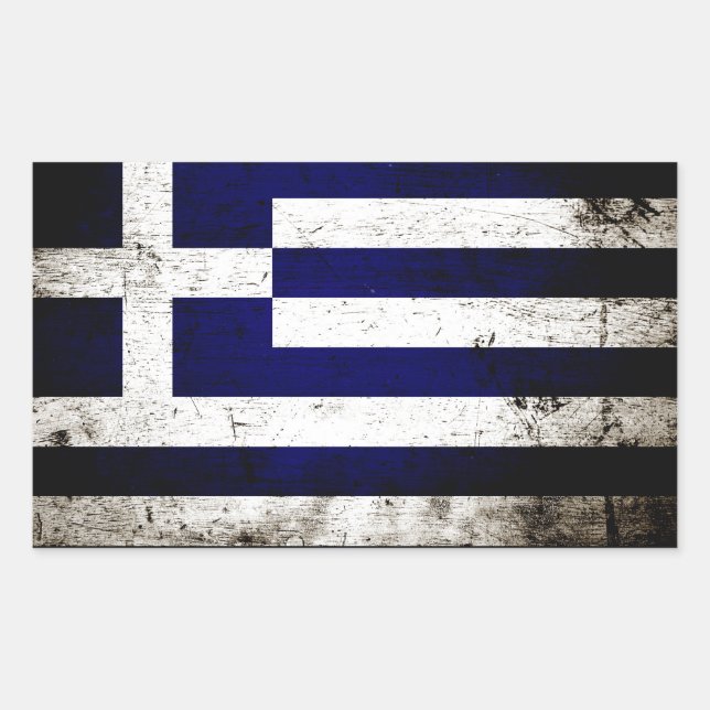 Black Grunge Greece Flagga Rektangulärt Klistermärke (Framsida)