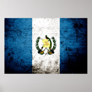 Black Grunge Guatemala Flagga Poster