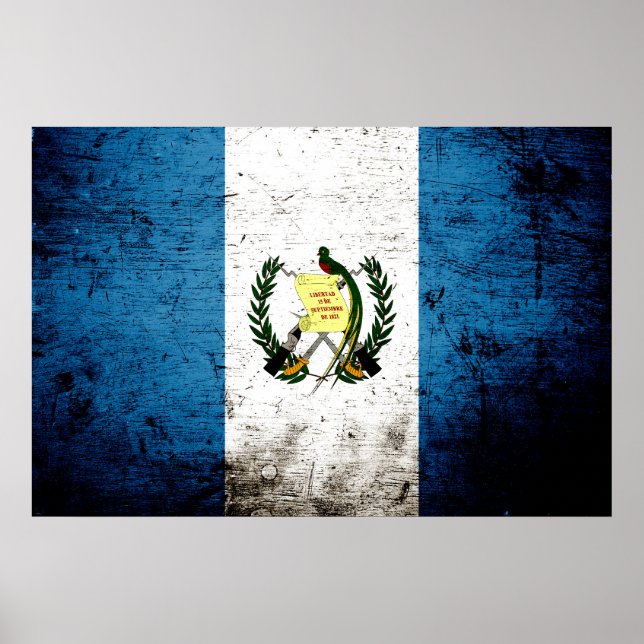 Black Grunge Guatemala Flagga Poster (Framsidan)
