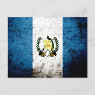 Black Grunge Guatemala Flagga Vykort