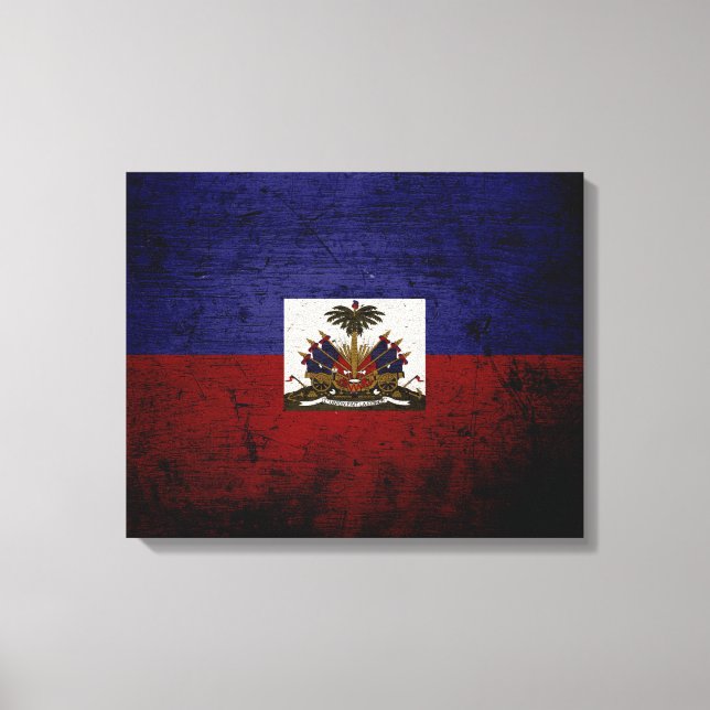 Black Grunge Haiti Flagga Canvastryck (Framsida)