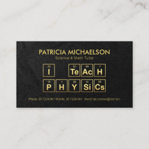 Black Grunge "I Teach Physics" Periodic Bord Visitkort
