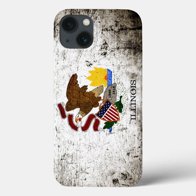 Black Grunge Illinois Statlig flagga (Baksida)