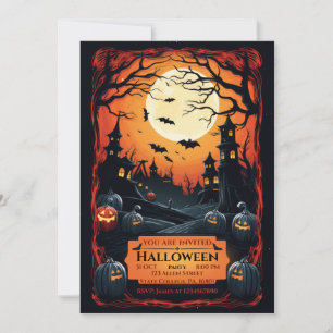 BLACK GRUNGE ILLUSTRERAT HALLOWEEN FEST INBJUDNINGAR