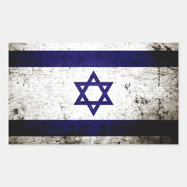 Black Grunge Israel Flagga Rektangulärt Klistermärke (Framsida)