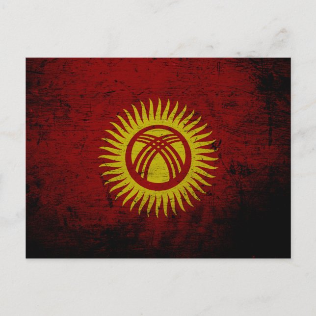 Black Grunge Kyrgyzstan Flagga Vykort (Framsida)