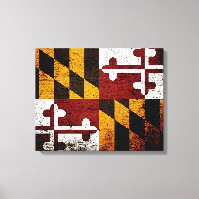Black Grunge Maryland Statlig flagga Canvastryck (Framsida)