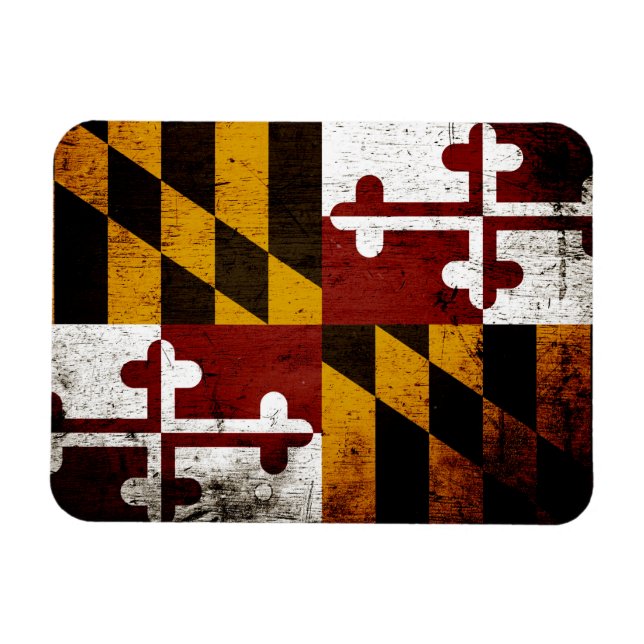 Black Grunge Maryland Statlig flagga Magnet (Horisontell)