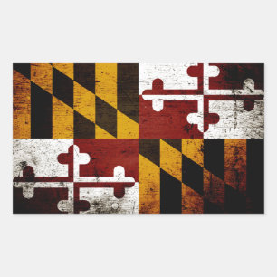 Black Grunge Maryland Statlig flagga Rektangulärt Klistermärke