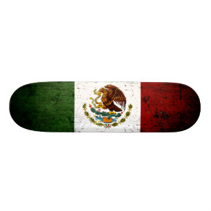 Black Grunge Mexico Flagga Mini Skateboard Bräda 18,5 Cm