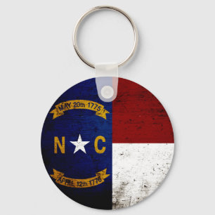 Black Grunge North Carolina Statlig flagga Nyckelring