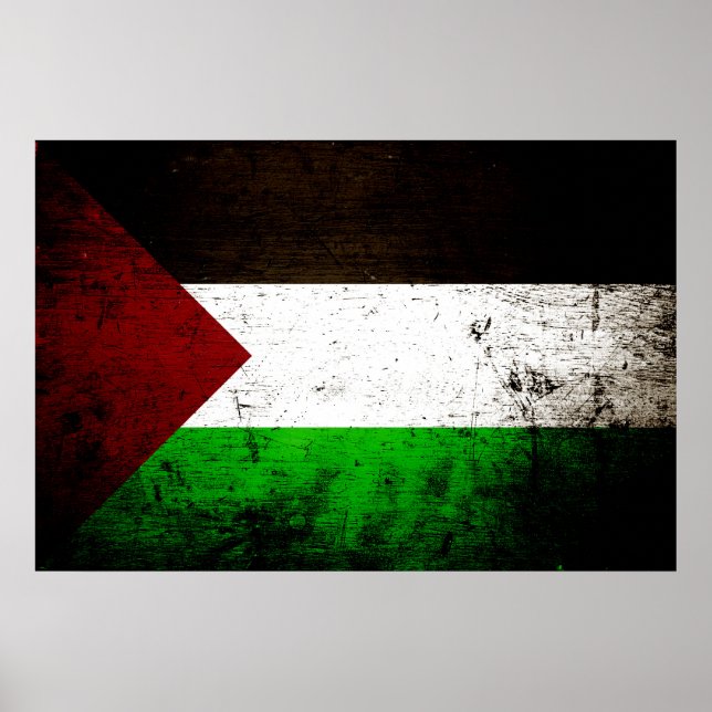 Black Grunge Palestine Flagga Poster (Framsidan)