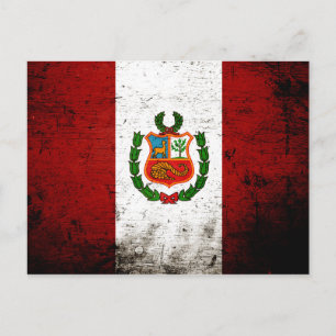 Black Grunge Peru Flagga Vykort