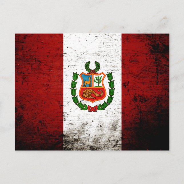 Black Grunge Peru Flagga Vykort (Framsida)