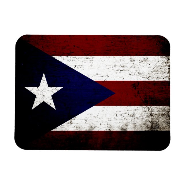 Black Grunge Puerto Rico Flagga Magnet (Horisontell)