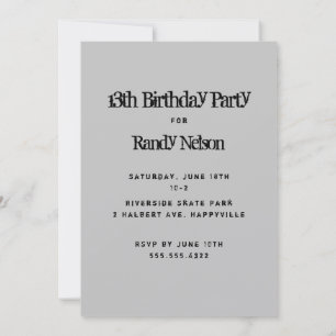 Black Grunge Sons Boys Tonåringar Birthday Inbjudningar