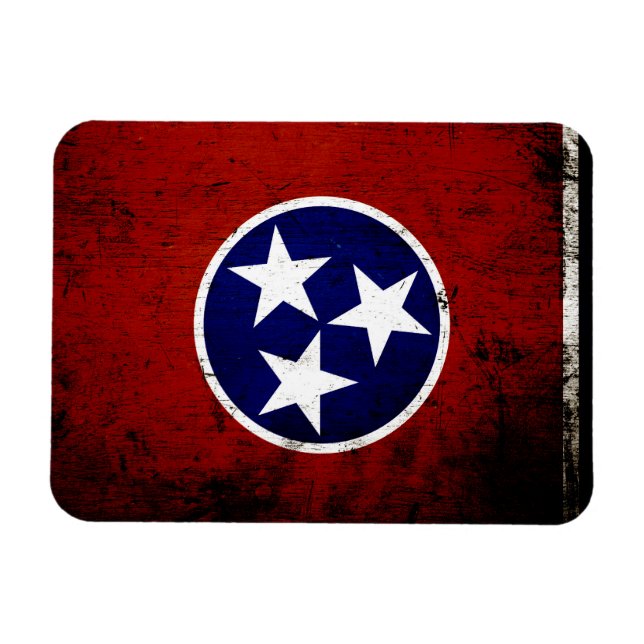 Black Grunge Tennessee Statlig flagga Magnet (Horisontell)