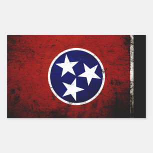 Black Grunge Tennessee Statlig flagga Rektangulärt Klistermärke