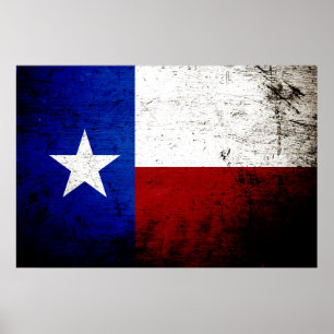 Black Grunge Texas Statlig flagga Poster