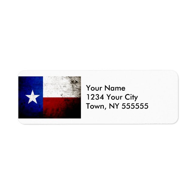 Black Grunge Texas Statlig flagga Returadress Etikett (Framsidan)