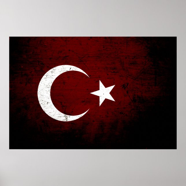 Black Grunge Turkey Flagga Poster (Framsidan)