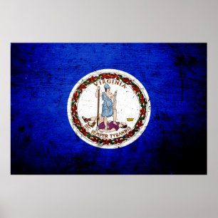 Black Grunge Virginia Statlig flagga Poster