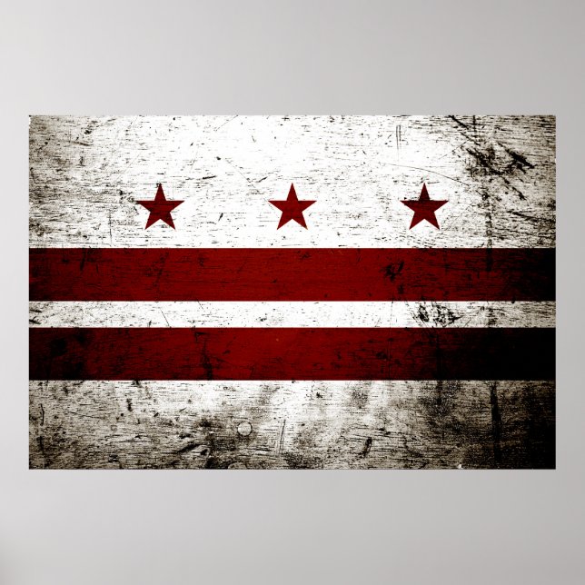 Black Grunge Washington DC Flagga Poster (Framsidan)