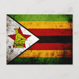 Black Grunge Zimbabwe Flagga Vykort