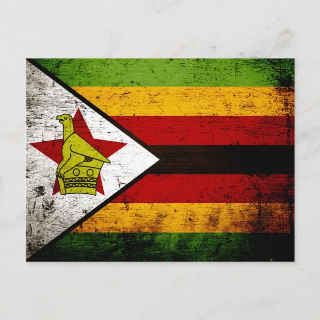 Black Grunge Zimbabwe Flagga Vykort (Framsida)