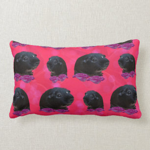 Black Guinea Grisar på Rosa ros, Lumbar Cushion Lumbarkudde