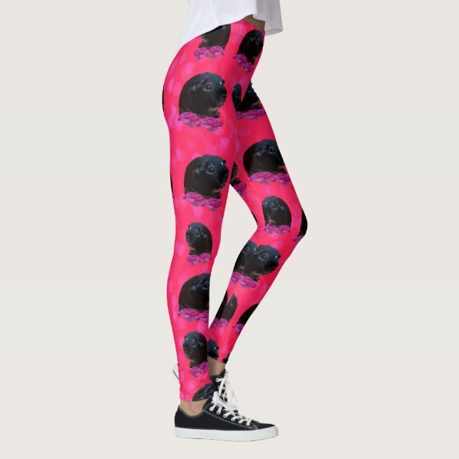 Black Guinea Grisar på Söt Rosa ros Leggings (Höger)