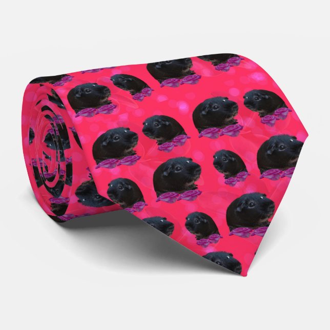 Black Guinea Grisar på Söt Rosa ros Slips (Rullad)