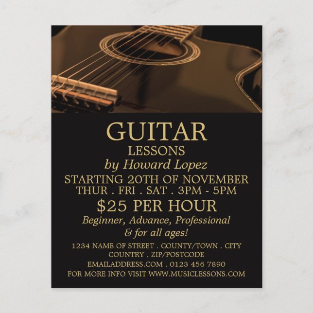 Black Guitar, Guitar Lessons Advertising Flygblad (Framsidan)