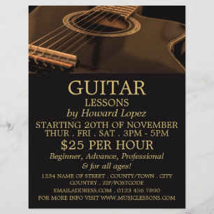 Black Guitar, Guitar Lessons Advertising Reklamblad