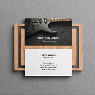 Black Guitar, Guitarist, Professionell Musician Bu Visitkort