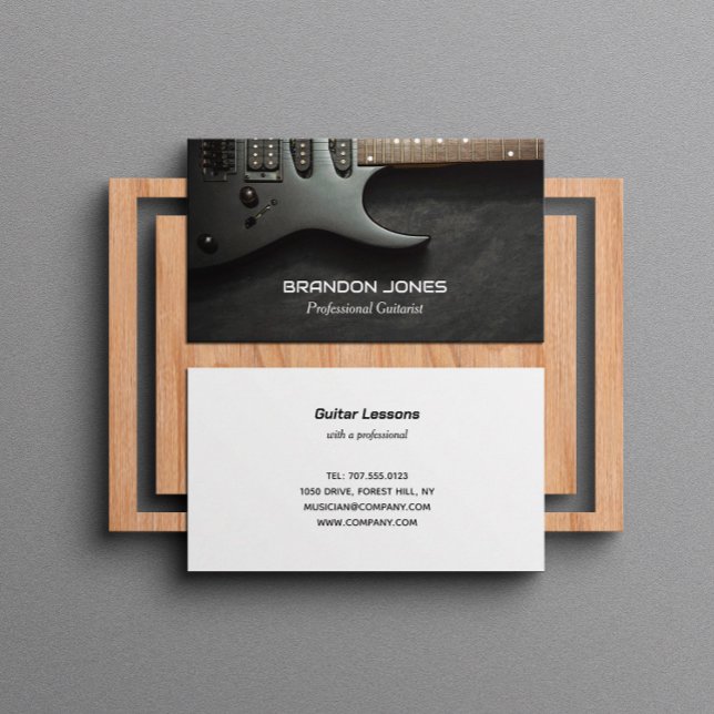 Black Guitar, Guitarist, Professionell Musician Bu Visitkort (Skapare uppladdad)