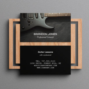 Black Guitar, Guitarist, Professionell Musician Visitkort