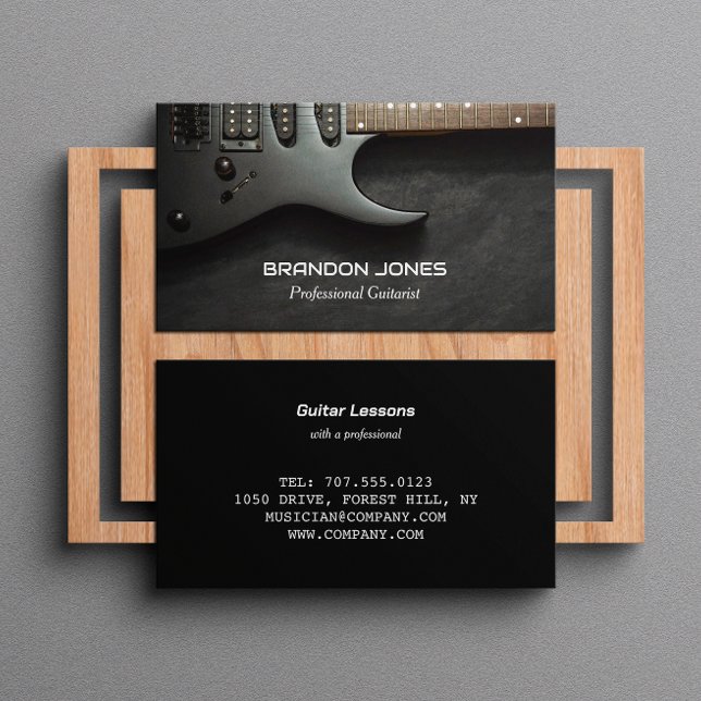 Black Guitar, Guitarist, Professionell Musician Visitkort (Skapare uppladdad)