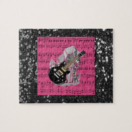 Black Guitar Rosa Lakan Music Pussel