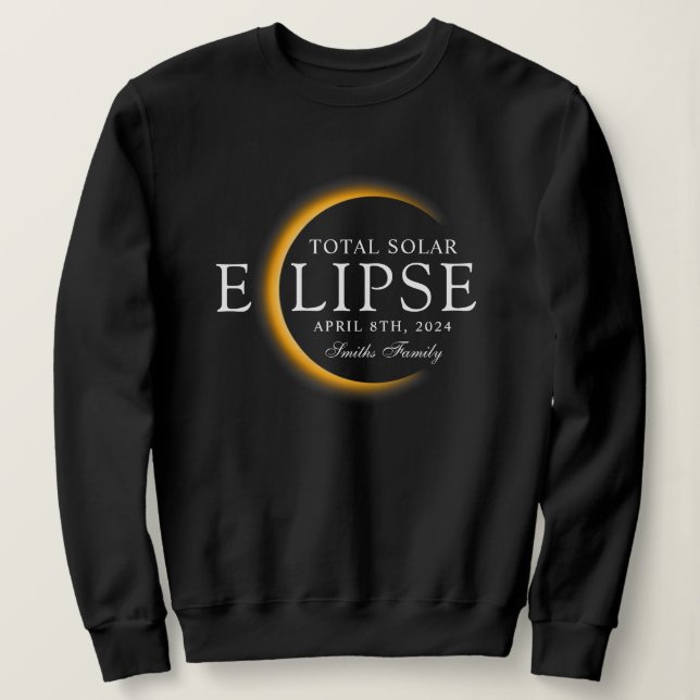 Black & Guld 2024 Texas Total Solar Eclipse Family T Shirt (Design framsida)