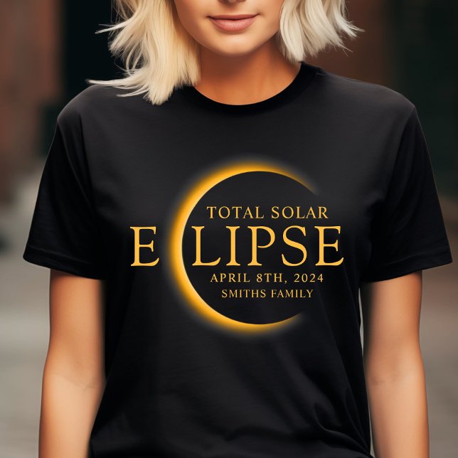Black & Guld 2024 Texas Total Solar Eclipse Family T Shirt (Skapare uppladdad)