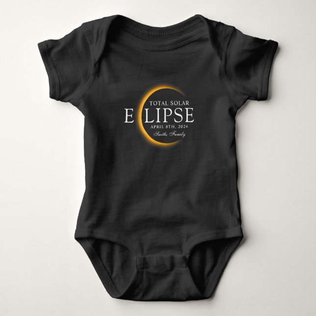 Black & Guld 2024 Texas Total Solar Eclipse Family T Shirt (Framsida)