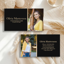 Black Guld 2 Photo Student Namn Card Visitkort